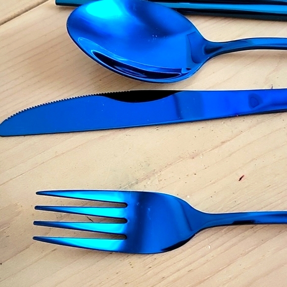 Topbooc 8pc. Blue Stainless Travel Camping Cutlery Set w/ Case - Picture 2 of 6